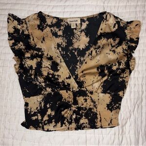 Open Edit Black & Gold Cropped Blouse